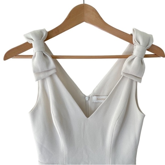 Zimmermann Espionage Sleeveless Bow Dress in Pearl - Picture 6 of 10
